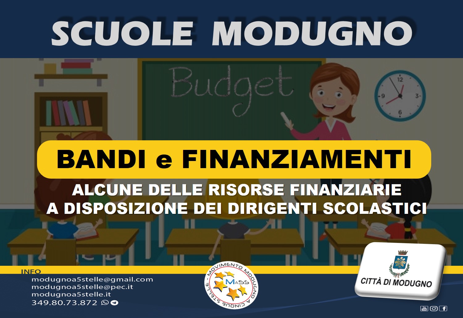 Scuole Modugno bandi e finanziamenti Modugno A 5 Stelle